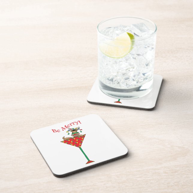 Tipsy-tini's Reindeer Beverage Coaster (Right Side)