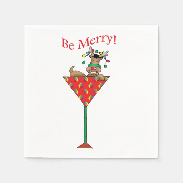Tipsy-tini's reindeer napkins (Front)