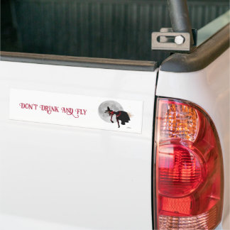 Tipsy Witch on Flying Broom Bumper Sticker