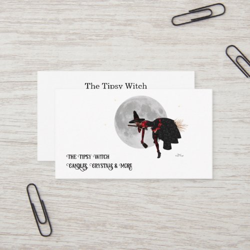 Tipsy Witch On Flying Broom Business Cards