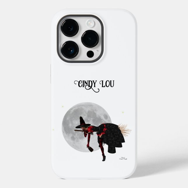Tipsy Witch On Flying Broom Cell Phone Case (Back)