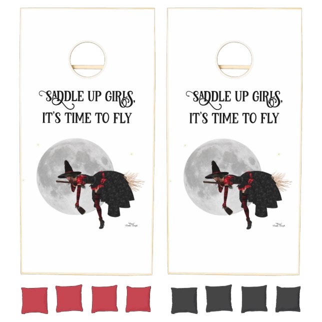 Tipsy Witch On Flying Broom Cornhole Set (Set)