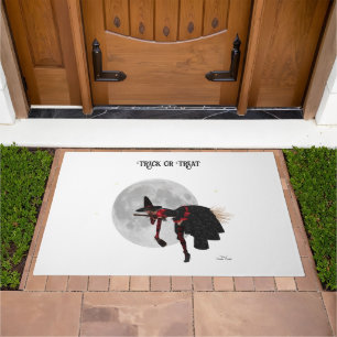 Tipsy Witch On Flying Broom Door Mat
