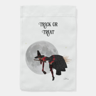 Tipsy Witch On Flying Broom Garden Flag