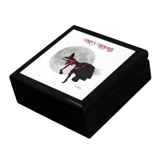 Tipsy Witch On Flying Broom Keepsake Box (Side)