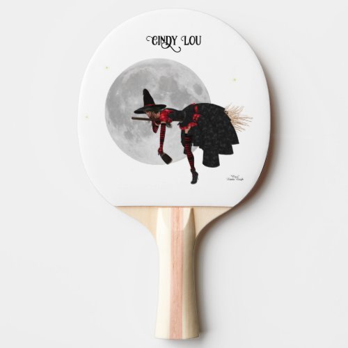 Tipsy Witch On Flying Broom Ping Pong Paddle
