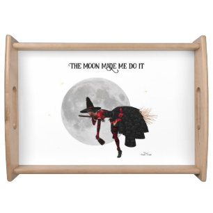 Tipsy Witch On Flying Broom Serving Tray