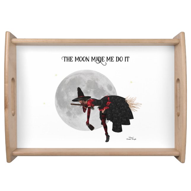 Tipsy Witch On Flying Broom Serving Tray (Front)