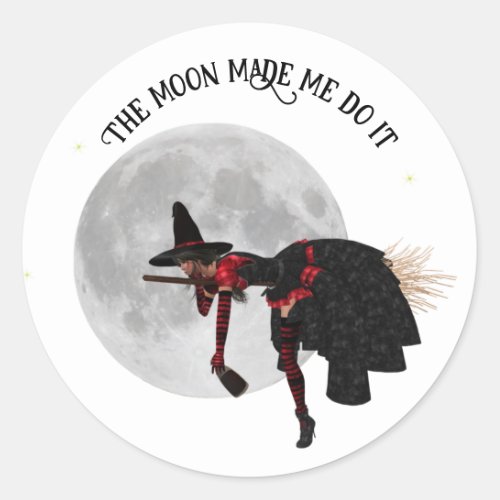 Tipsy Witch On Flying Broom Stickers