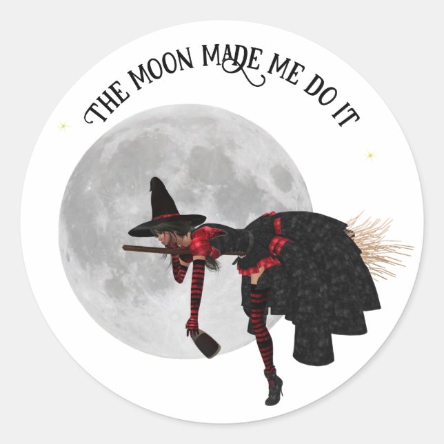 Tipsy Witch On Flying Broom Stickers (Front)