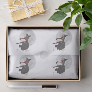Tipsy Witch on Flying Broom Tissue Paper