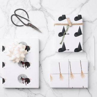 Tipsy Witch on Flying Broom Wrapping Paper Sheets