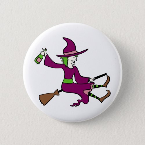 Tipsy Witch Pinback Button