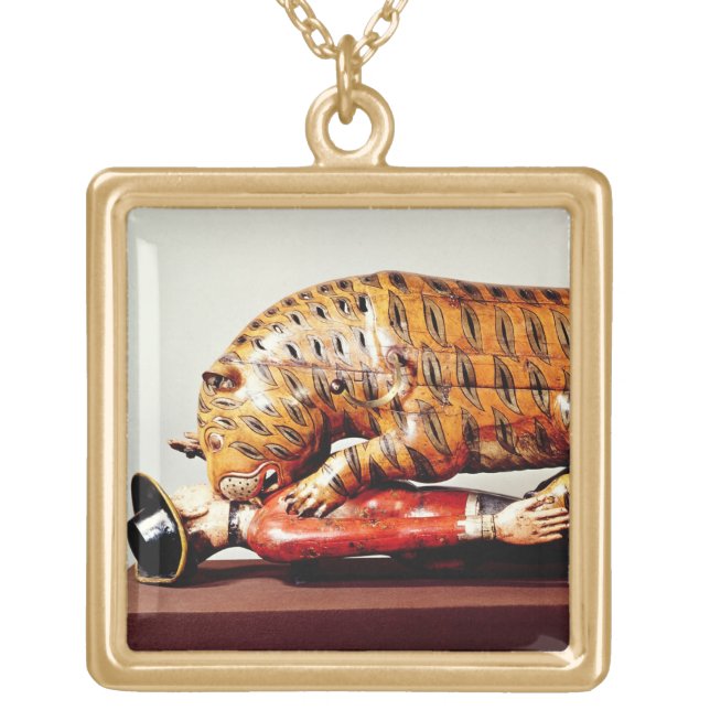 Tipu's Tiger, c.1790 (wood) Gold Plated Necklace (Front)