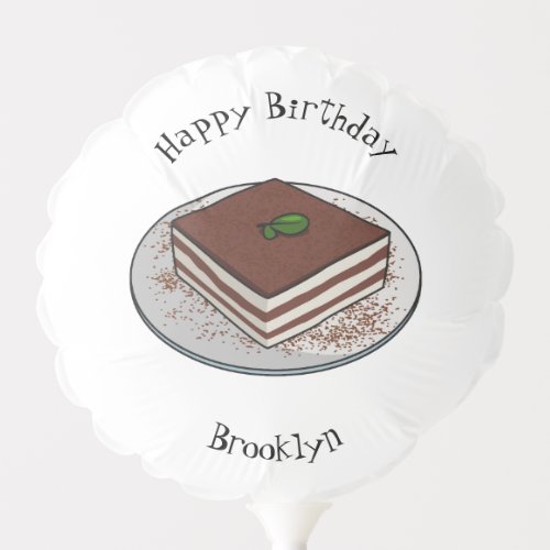Tiramisu cake cartoon illustration  balloon