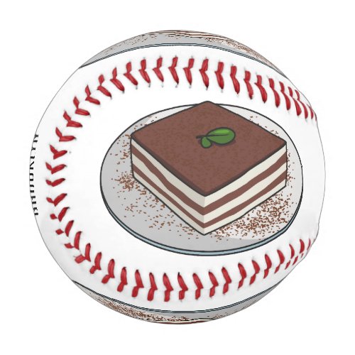 Tiramisu cake cartoon illustration baseball