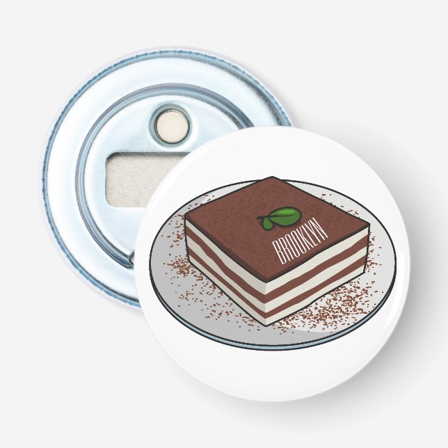 Tiramisu cake cartoon illustration  bottle opener (Front)