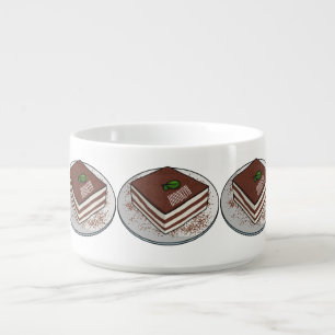Tiramisu cake cartoon illustration bowl
