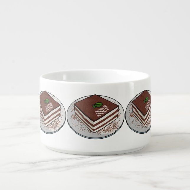 Tiramisu cake cartoon illustration bowl (Center)
