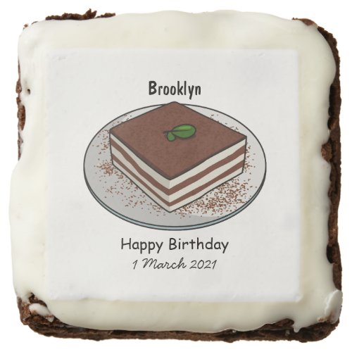 Tiramisu cake cartoon illustration  brownie