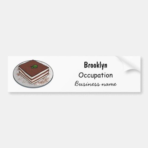 Tiramisu cake cartoon illustration bumper sticker