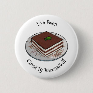 Tiramisu cake cartoon illustration button