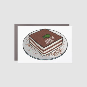 Tiramisu cake cartoon illustration car magnet