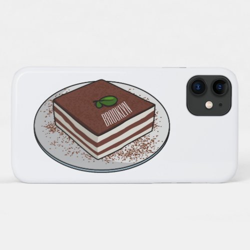 Tiramisu cake cartoon illustration iPhone 11 case