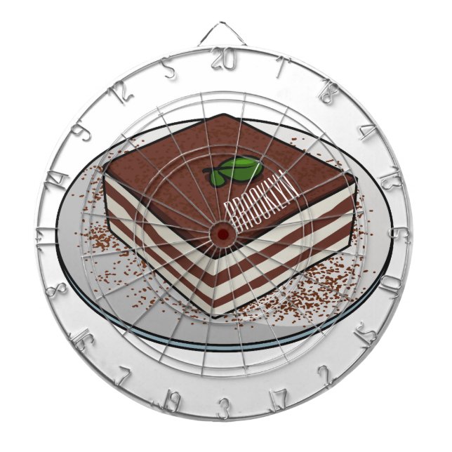 Tiramisu cake cartoon illustration  dart board (Front)