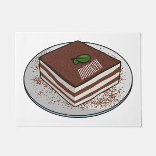 Tiramisu cake cartoon illustration doormat