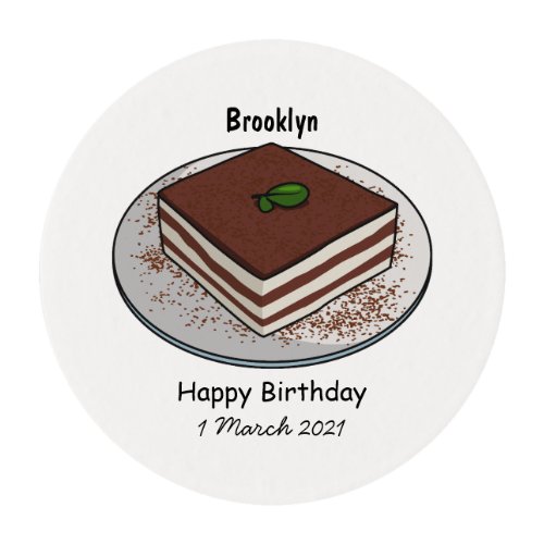Tiramisu cake cartoon illustration edible frosting rounds