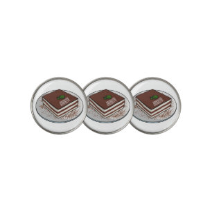 Tiramisu cake cartoon illustration golf ball marker