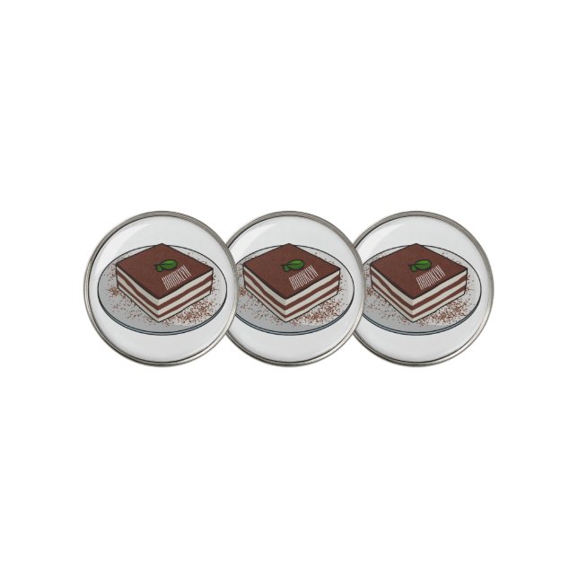 Tiramisu cake cartoon illustration  golf ball marker (3 Up)