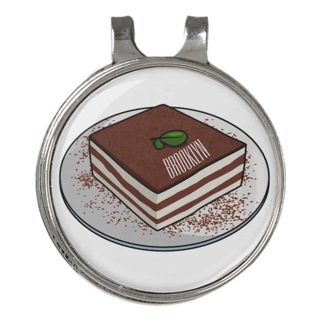 Tiramisu cake cartoon illustration golf hat clip (Front)