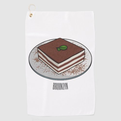 Tiramisu cake cartoon illustration golf towel