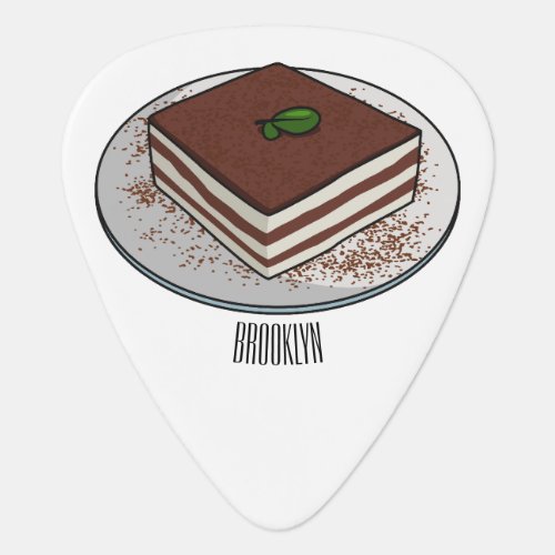 Tiramisu cake cartoon illustration guitar pick