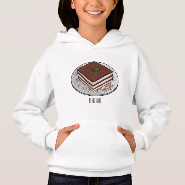 Tiramisu cake cartoon illustration hoodie (Front)
