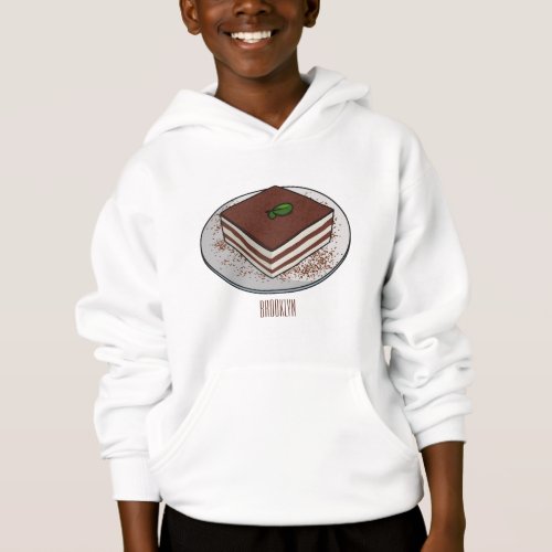 Tiramisu cake cartoon illustration  hoodie