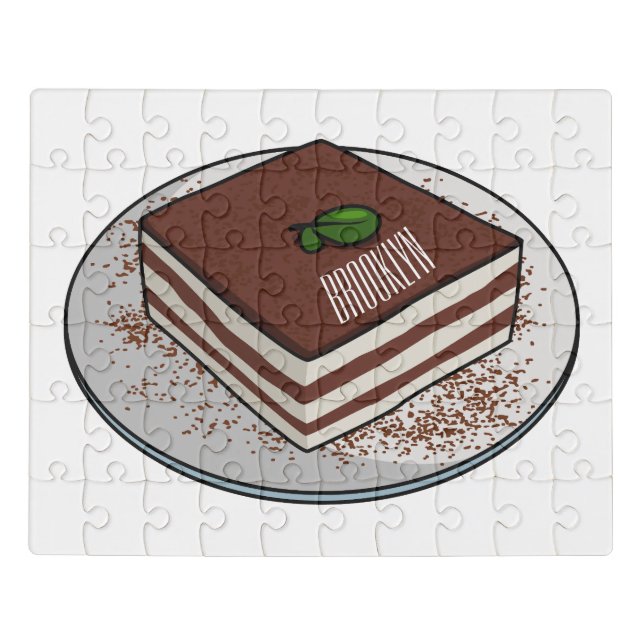 Tiramisu cake cartoon illustration jigsaw puzzle (Puzzle Horizontal)