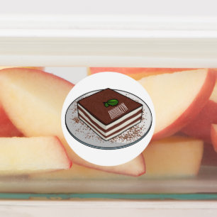 Tiramisu cake cartoon illustration labels