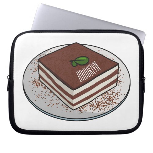 Tiramisu cake cartoon illustration laptop sleeve