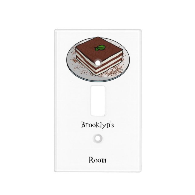 Tiramisu cake cartoon illustration light switch cover (Front)