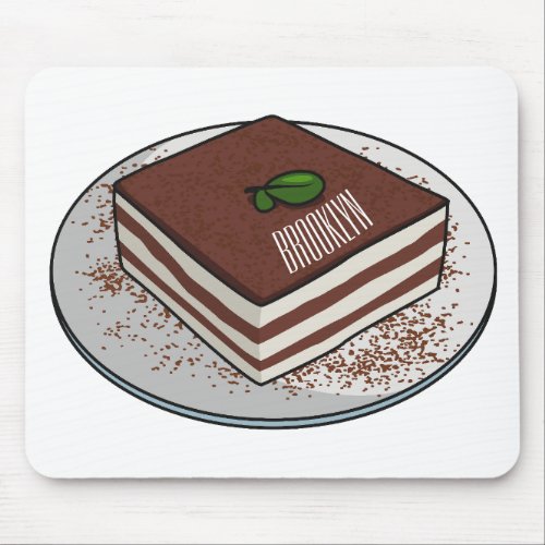 Tiramisu cake cartoon illustration mouse pad