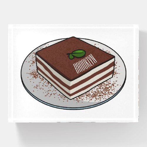 Tiramisu cake cartoon illustration paperweight