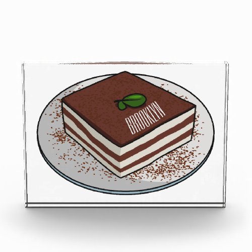 Tiramisu cake cartoon illustration photo block