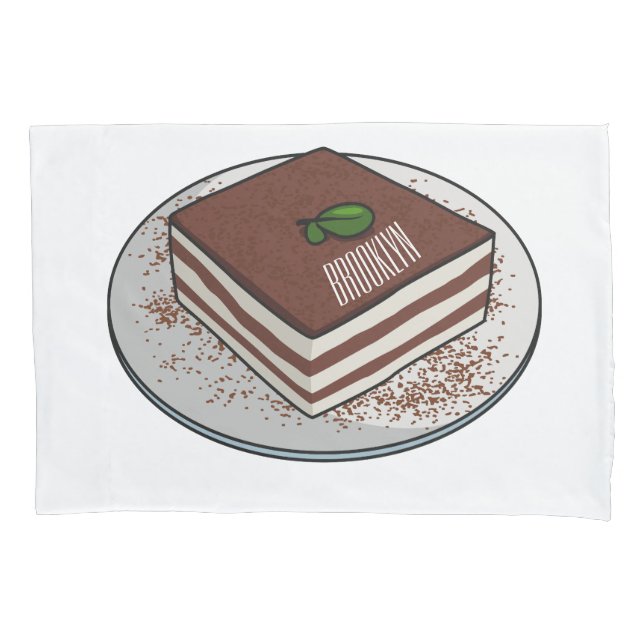 Tiramisu cake cartoon illustration  pillow case (Front)