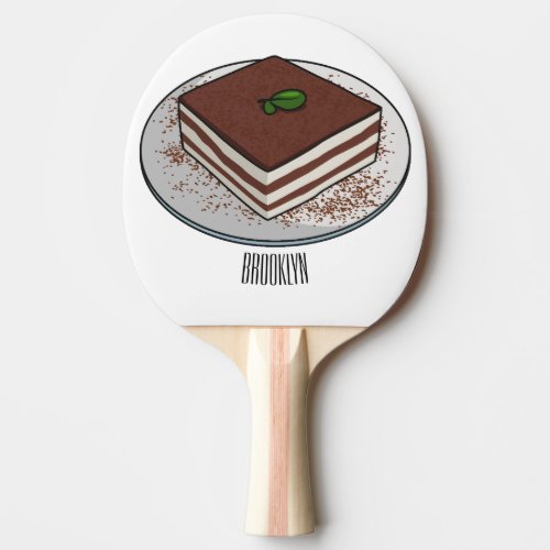 Tiramisu cake cartoon illustration  ping pong paddle