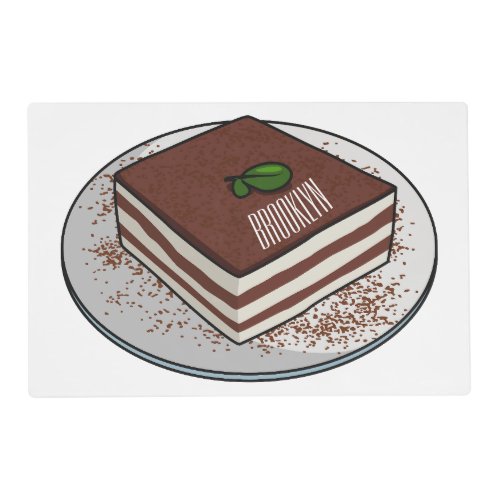 Tiramisu cake cartoon illustration  placemat
