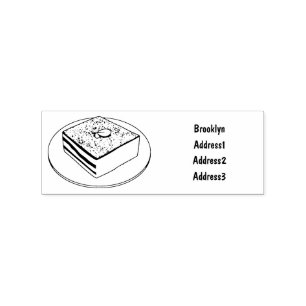 Tiramisu cake cartoon illustration rubber stamp