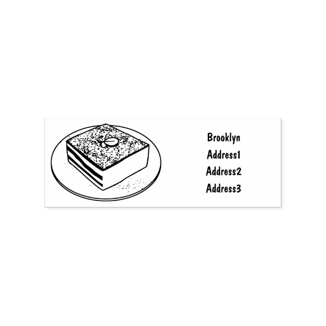 Tiramisu cake cartoon illustration rubber stamp (Imprint)